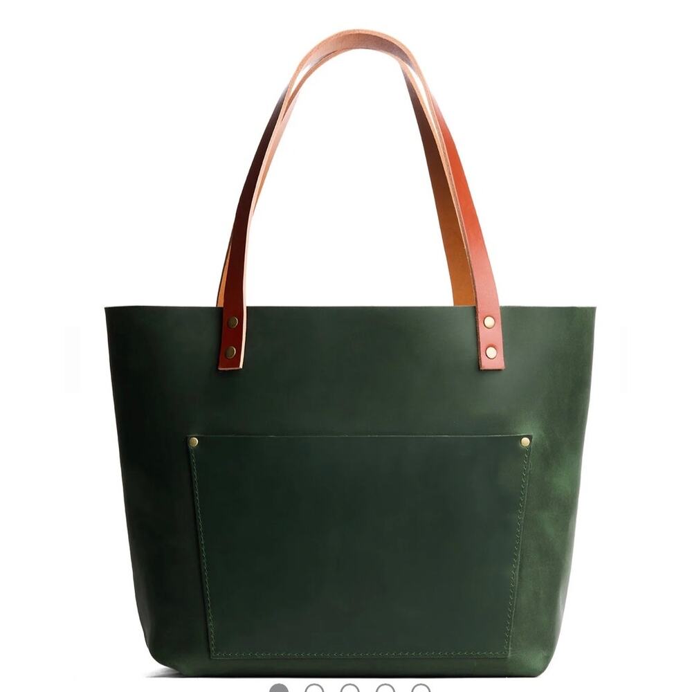 Portland Leather Goods Almost Perfect Leather Zipper Tote Bag Green